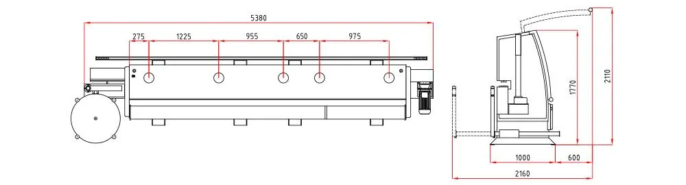 T-EB 153 — Yerleşim planı ve makine ölçüleri