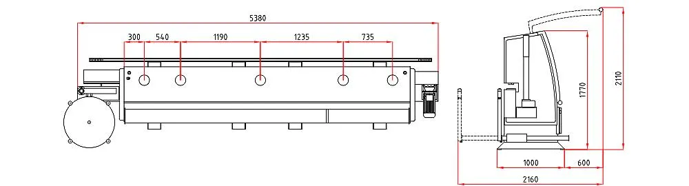 T-EB 156 — Yerleşim planı ve makine ölçüleri