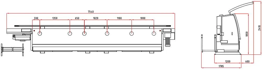 T-EB 701 — Yerleşim planı ve makine ölçüleri